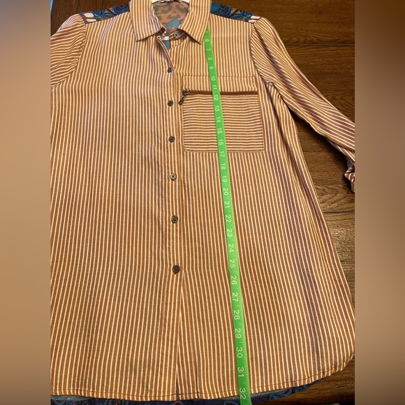 John Mark Striped/Abstract Mixed Print Long Sleeve Button Down Tunic Size M - Picture 7 of 8
